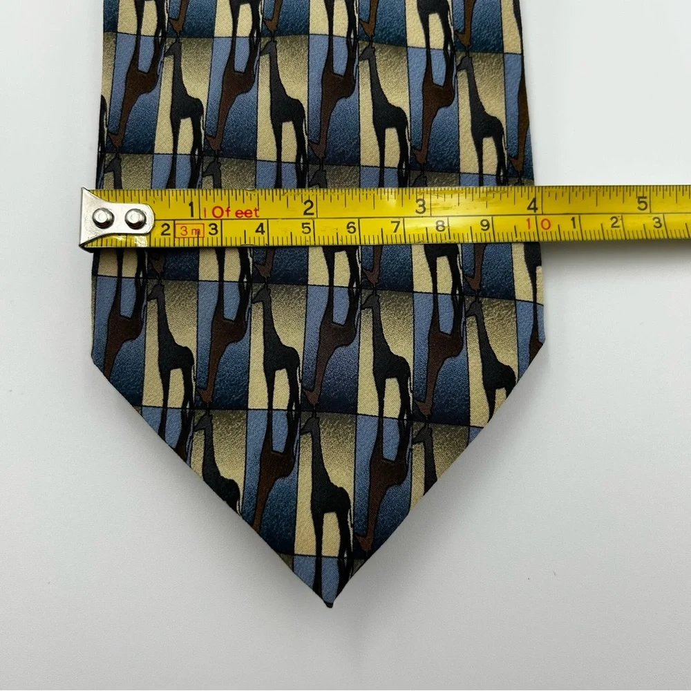 The Nature Conservancy Men's Tie 100% Silk Giraffes Animal Safari Blue Brown